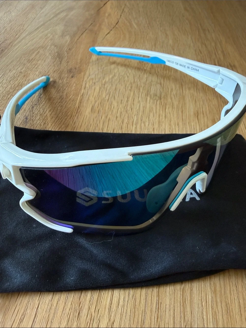 SUUKAA Sports Sunglasses White Frame 4 Interchangeable Lenses